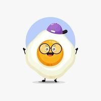 simpatico personaggio uovo che indossa un cappello vettore