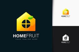 design del logo della frutta domestica con sfumatura vettore