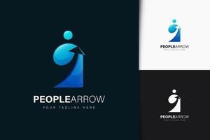 design del logo della freccia di persone con gradiente vettore