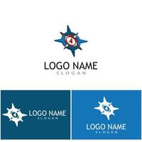 icona della bussola illustrazione vettoriale logo design template