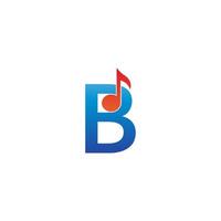 icona del logo della lettera b combinata con il design musicale della nota vettore