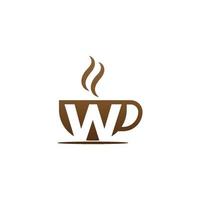 tazza di caffè icona design lettera w logo vettore
