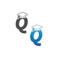 design concettuale del cappuccio di graduazione della lettera q vettore