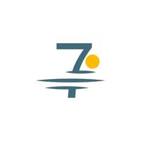 icona del logo numero 7 con design dell'icona del tramonto vettore