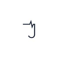 logo dell'icona della lettera j combinato con il design dell'icona a impulsi vettore