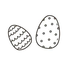 uova di Pasqua decorate carine isolate su priorità bassa bianca. illustrazione disegnata a mano di vettore in stile doodle. perfetto per disegni, biglietti, loghi, decorazioni per le vacanze.