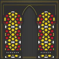 elegante cancello della moschea design saluti islamici ramadan kareem con mosaici islamici vettore