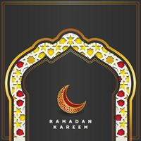 elegante cancello della moschea design saluti islamici ramadan kareem con mosaici islamici vettore