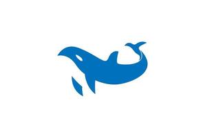 semplice e minimalista oceano blu orca balena silhouette logo design vector