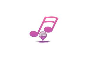 pallina da golf con nota musicale per il vettore di progettazione di logo di musica sportiva