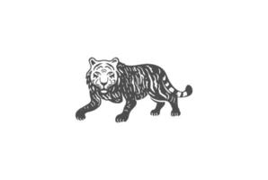 vintage retrò tigre giaguaro leopardo puma logo design vettoriale