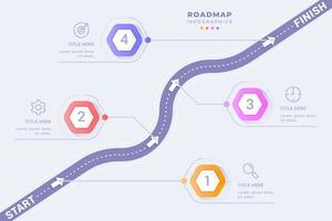 modello di infografica roadmap professionale con illustrazione di progettazione in quattro passaggi vettore