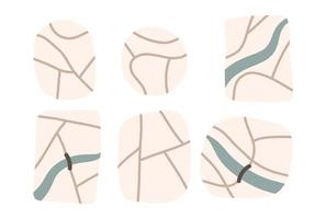 carina mappa invernale con strade e fiume, illustrazione vettoriale piatta isolata su sfondo bianco. raccolta di mappe infantili per il design natalizio.