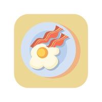 icona pulsante astratto uova strapazzate con pancetta su sfondo bianco - vettore
