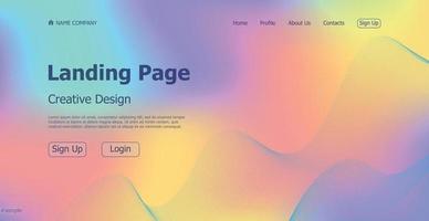 gradiente colorato modello web landing page sito web digitale landing page design concept - vettore