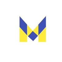 un logo m in giallo e blu su sfondo bianco vettore