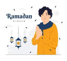 uomo sull'illustrazione del concetto di ramadan kareem vettore