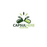 capsula logo a base di erbe vettore