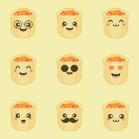 carino e kawaii sorridente divertente carino cinese dim sum.vettore moderno stile piatto personaggio dei cartoni animati illustrazione.isolato su sfondo colorato.dim sum, asiatico,cinese concetto di cibo vettore