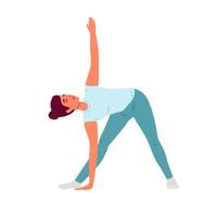 ragazza che fa yoga. stile di vita sano e concetto di yoga. isolato su bianco illustrazione vettoriale. vettore