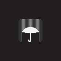 disegno vettoriale pioggia ombrello isolato su sfondo nero.