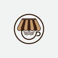 design del logo del negozio di caffè o tè. vettore