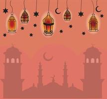 l'illustrazione d'arte del ramadan può essere utilizzata come carta regalo, poster ed elemento grafico. vettore