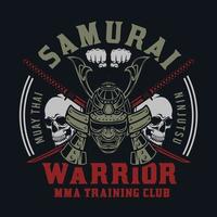 design di combattimento di mma guerriero samurai vettore