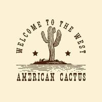 logo vintage di cactus vettore