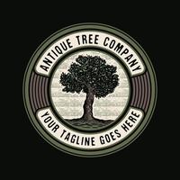 logo distintivo dell'albero di quercia vecchia vintage vettore
