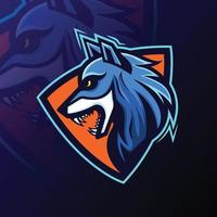 logo della squadra della mascotte del lupo di eSports vettore