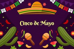 sfondo di celebrazione piatto cinco de mayo vettore