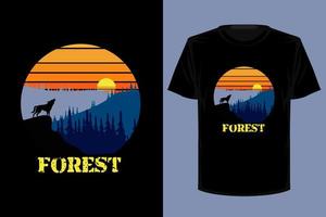 design della maglietta vintage retrò della foresta vettore