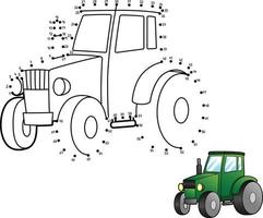Pagina da colorare isolata del trattore punto per punto per bambini vettore