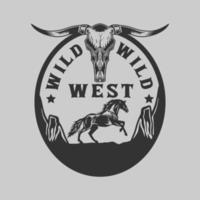 distintivo d'epoca dei cowboy del selvaggio west vettore