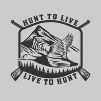 distintivo dell'emblema della caccia e dell'avventura vintage vettore