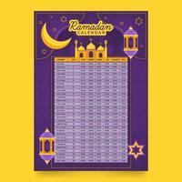 modello di calendario del digiuno del ramadan vettore