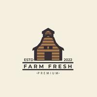 design del logo della fattoria magazzino in legno edificio ranch logo retrò icona vettore simbolo illustrazione design