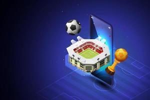 Coppa di calcio in diretta online tramite cellulare. vettore