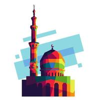 illustrazione vettoriale della moschea, pop art, adatta per l'ornamento del ramadan