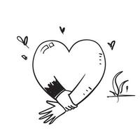 doodle disegnato a mano stretta di mano amore illustrazione vettore isolato