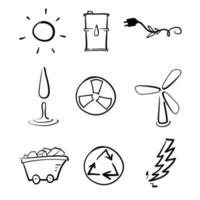 vettore di illustrazione delle icone di alimentazione e linea di energia disegnate a mano