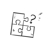 doodle disegnato a mano puzzle mancante icona punto interrogativo illustrazione vettore isolato