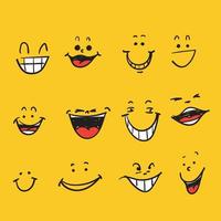 doodle disegnato a mano sorriso e risata icona emoticon illustrazione vettore