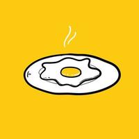 icona dell'illustrazione dell'uovo fritto di doodle disegnato a mano. isolato vettore