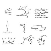 vettore disegnato a mano dell'illustrazione della spruzzata dell'acqua di doodle isolato