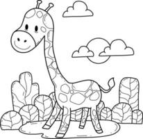 alfabeto del libro da colorare degli animali. isolato su sfondo bianco. giraffa del fumetto di vettore. vettore
