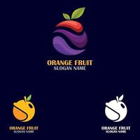 vettore di concetto di design del logo di frutta arancione, illustrazione del modello di logo arancione