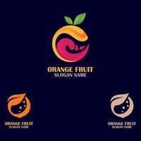 vettore di concetto di design del logo di frutta arancione, illustrazione del modello di logo arancione