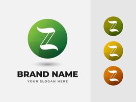 lettera z alfabeto astratto foglia verde naturale logo design vettoriale